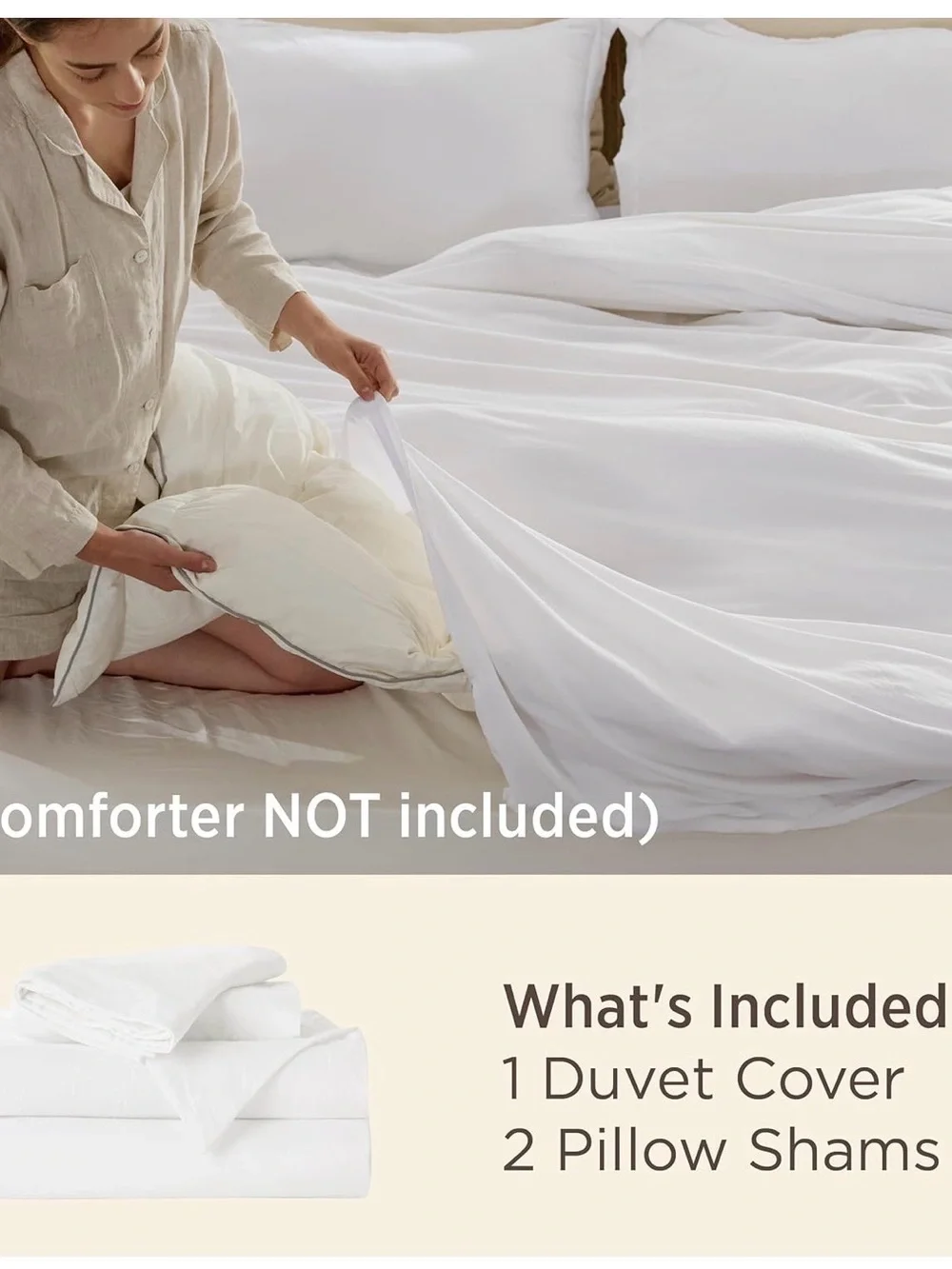 White Oversized King Duvet Cover - 3 Pieces Prewashed Cotton-Like Extra Soft